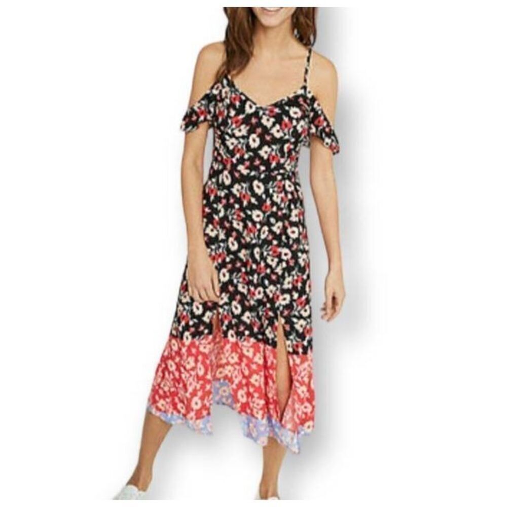 Express Floral Maxi Dress - Black and Red